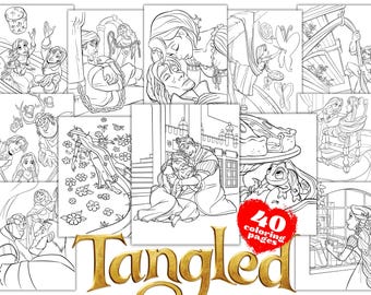 Tangled Kleurboek Rapunzel, Tangled Kleurplaten voor kinderactiviteiten, Tangled Rapunzel Princess Printables PDF Kleurboekpagina PDF