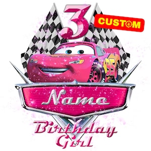 Personalized Cars Custom PNG Logo, Cars Original Birthday Girl Sublimation, Custom Logo with Name and Age, Cars Cake Topper T-Shirt Cliparts