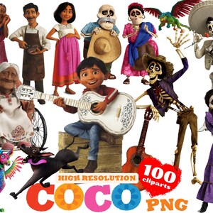 Coco PNG Cliparts Bundle, Coco Sublimation Bundle, Coco Cartoon Movie Themed Birthday Party Cliparts png, Coco PNG Collection Images Clips