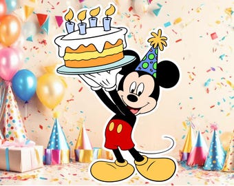 ミッキーの誕生日背景カットアウト、ミッキーマウスパーティーの大きな背景装飾デジタルダウンロード、ミッキーの誕生日背景クリップアート大きな装飾