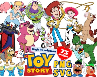 Toy Story SVG Cliparts Bundle, Toy Story PNG Cartoon Sublimation Cliparts, Toy Story Movie Themed Clip Arts Collection, Toy Story Party SVG