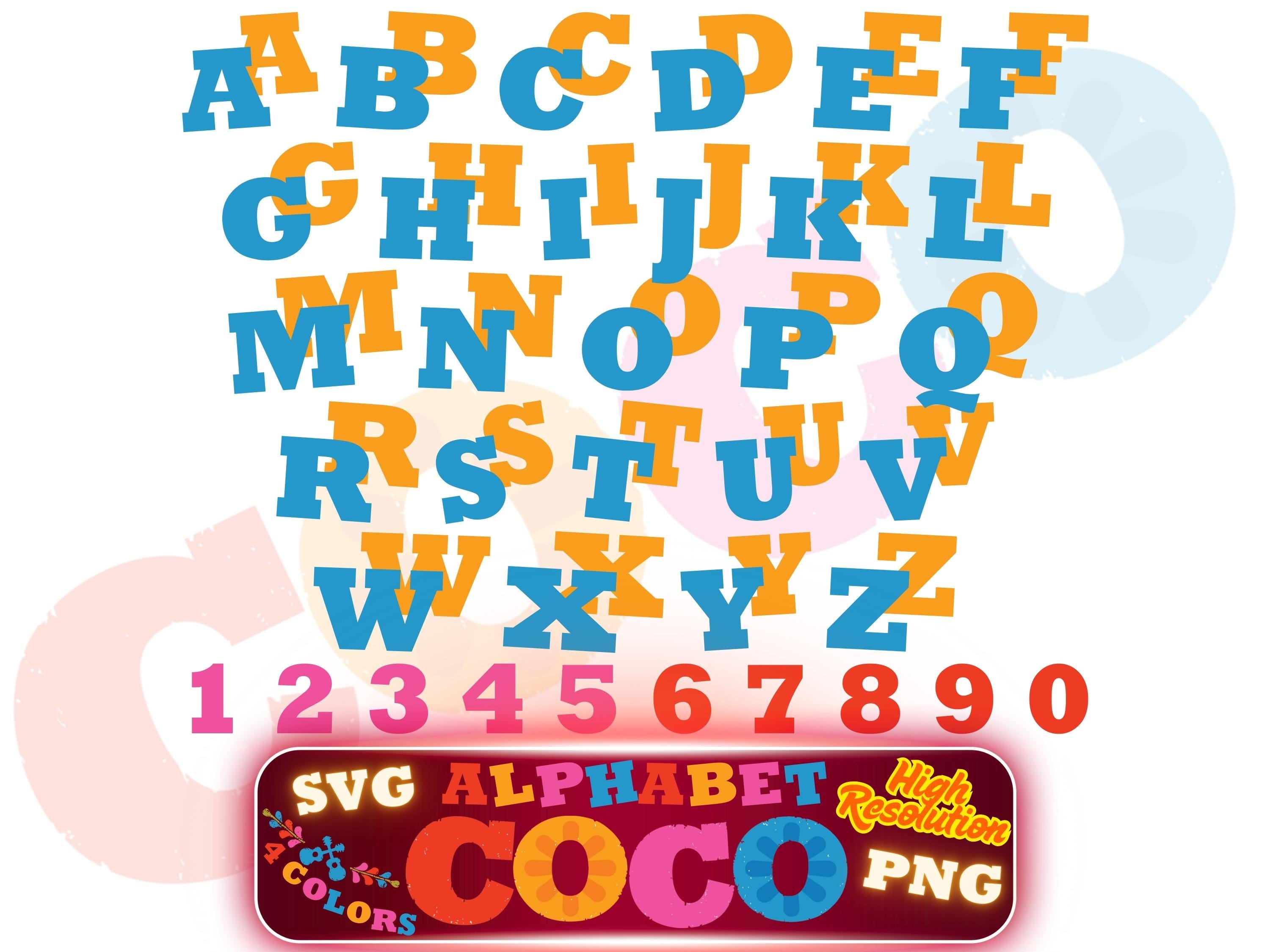 Coco Lettering Printable Coco Alphabet Font Bundle, Coco Sublimation Bundle, Coco Cartoon Movie ...