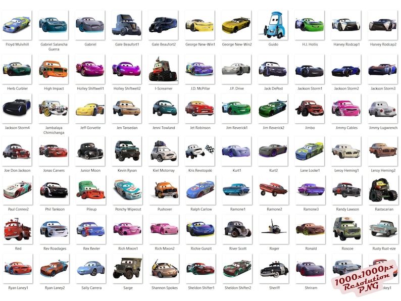 Cars PNG Cliparts Bundle, Cars PNG Cartoon Cliparts, Cars Sublimation, Lightning McQueen, Tow Mater, Cars Characters PNG Cliparts (Digital) image 10
