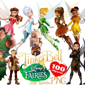 Paquete de imágenes prediseñadas de hadas de Campanilla, imágenes prediseñadas de sublimación de dibujos animados de hadas, colección de imágenes prediseñadas de la película Campanilla, imágenes prediseñadas de hadas