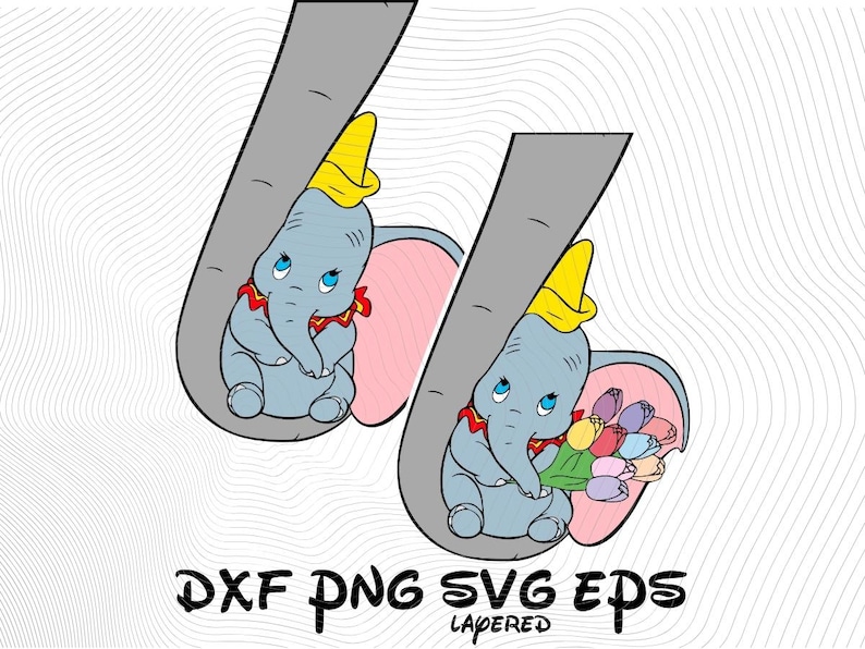 Clipart di Dumbo Mrs. Jumbo in formato SVG DXF EPS, Clipart di Dumbo per la festa della mamma, Clipart di maglietta a tema cartone animato Dumbo Mrs. Jumbo immagine 1