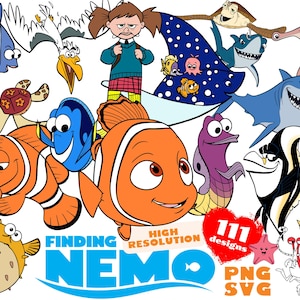 Finding Nemo SVG Cliparts Bundle, Finding Nemo Sublimation Bundle, Finding Nemo Cartoon Movie Themed Birthday Party PNG Cliparts Collection