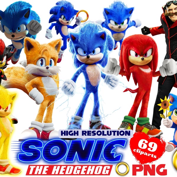 Sonic the Hedgehog PNG Cliparts Bundle, Sonic Sublimation Bundle, Sonic Hedgehog PNG Cartoon Movie Themed Birthday Party Cliparts Collection