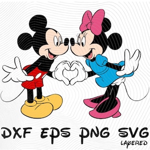 Cliparts de sublimación de Mickey y Minnie Mouse para San Valentín, Clipart de sublimación de dibujos animados SVG de Mickey y Minnie Mouse para San Valentín, San Valentín de Minnie