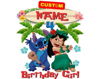 Personalized Lilo and Stitch Custom PNG Clipart, Birthday Lilo and Stitch Original Sublimation, Custom Logo Stitch Birthday TShirt (Digital)