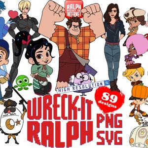 Wreck-It Ralph SVG & PNG Cliparts Bundle, Wreck-It Ralph Sublimation Bundle, Wreck-It Ralph Cartoon Movie Themed Birthday Party Cliparts png