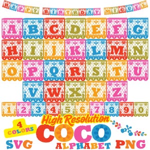 Coco Papel Picado SVG Cliparts Bundle, Coco Sublimation Bundle, Coco Cartoon Movie Themed Birthday Party Decorations Papel Picado Collection