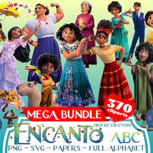 Paquete Encanto PNG Cliparts, Colección Encanto Sublimation Cliaprts, Encanto Birthday Party Cake Topper PNG, Imágenes de impresión digital Encanto