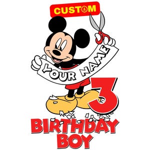 Custom Mickey Mouse Birthday PNG Clipart, Personalized Custom Mickey Mouse Friends Cartoon Tshirt Hoodie Sublimation Clipart PNG, Mickey PNG