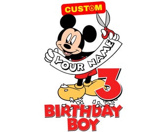 Custom Mickey Mouse Birthday PNG Clipart, Personalized Custom Mickey Mouse Friends Cartoon Tshirt Hoodie Sublimation Clipart PNG (Digital)