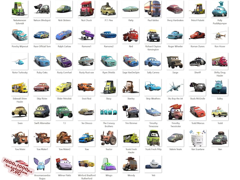 Cars PNG Cliparts Bundle, Cars PNG Cartoon Cliparts, Cars Sublimation, Lightning McQueen, Tow Mater, Cars Characters PNG Cliparts (Digital) image 6
