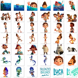 Luca PNG Cliparts Bundle, Luca Disney Sublimation Cliaprts Collection, Luca Birthday Party Cake Topper PNG, Silenzio Bruno PNG Printables image 2