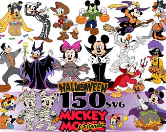 Mickey Mouse & Friends Halloween SVG Bundle, Mickey Mouse Halloween Cartoon Sublimation Cliparts, Mickey Mouse Halloween Cliparts (Digital)