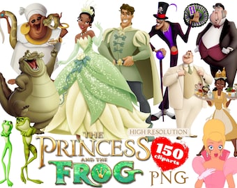The Princess and the Frog PNG Cliparts Bundle, The Princess and the Frog PNG Cartoon Sublimation Cliparts, The Princess and the Frog PNG Art