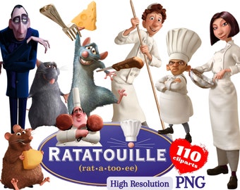 Ratatouille PNG Cliparts Bundle, Ratatouille PNG Cartoon Sublimation Cliparts, Ratatouille Movie Themed Clip Arts Collection Party PNG Rat