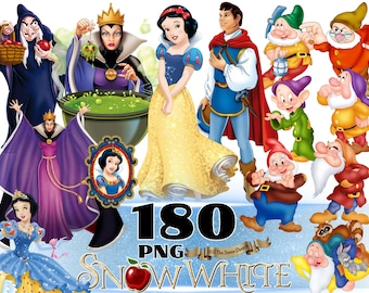 Snow White and Seven Dwarfs PNG Cliparts Bundle, Snow White and Seven Dwarfs PNG Cartoon Sublimation Cliparts, Snow White Themed PNG ClipArt