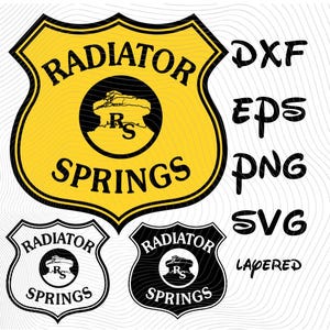 Radiator Springs Logo SVG png dxf eps Cliparts, auto's Radiator Springs SVG Cartoon Clipart, auto's sublimatie Radiator Springs stickers Vector