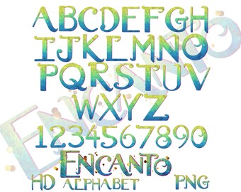 Encanto Alphabet Letters PNG Cliparts Collection, Encanto PNG Sublimation Cliaprts Bundle, Encanto Birthday Party Cake Topper PNG Printables