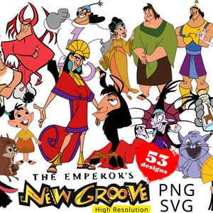 The Emperor's New Groove SVG Cliparts Bundle, The Emperor's New Groove SVG Cartoon Sublimation Cliparts, The Emperor's New Groove Birthday