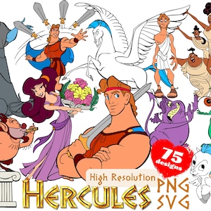 Bundle de cliparts Hercule SVG, cliparts PNG Hercule pour sublimation, Hercule Clip Arts Collection, Hercule SVG anniversaire Bundle Collection