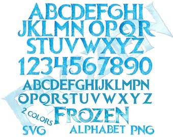 Frozen Alphabet Iced Letters Cliparts Bundle, Frozen PNG Cartoon Cliparts for Sublimation, Frozen Movie Themed Clip Art Collection Christmas