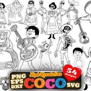 Coco SVG Png Dxf Eps Clipart Bundle, Coco SVG Cartoon Cliparts, Coco ...
