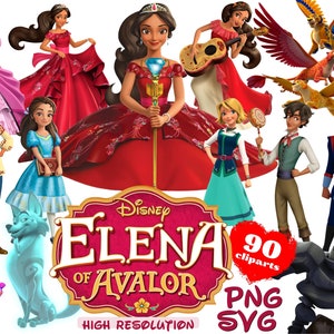 Elena de Avalor PNG y SVG Cliparts Bundle, Elena de Avalor png svg Cartoon Cliparts para sublimación, Elena de Avalor Movie Themed Cliparts