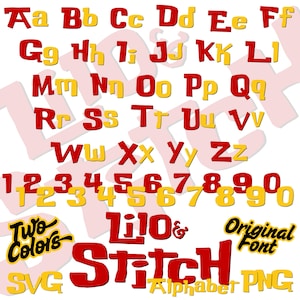 Lilo and Stitch Alphabet Font Bundle, Lilo and Stitch Sublimation Bundle, Lilo & Stitch Cartoon Movie Themed Birthday Party Alphabet Letters