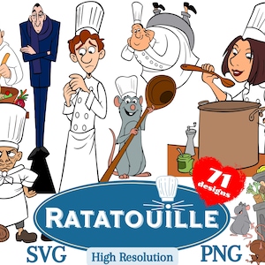 Ratatouille SVG Cliparts Bundle, Ratatouille SVG Cartoon Sublimation Cliparts, Ratatouille Movie Themed Clip Arts Collection Party PNG svg