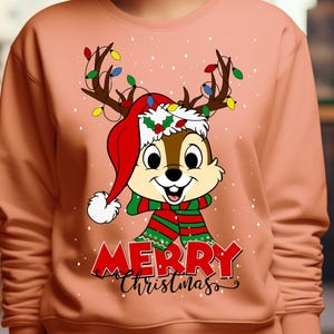 Chip &#39;n&#39; Dale Christmas PNG Tshirt Sublimation Clipart, Chip Chipmunk Christmas SVG Cartoon Sublimation Clipart, Chip and Dale Tshirt PNG