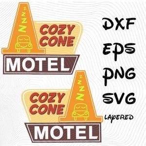 Cozy Cone Motel Sign Radiator Springs Logo SVG png dxf eps Cliparts, Cars Cozy Cone Motel SVG Cartoon Clipart, Sublimation Radiator Springs
