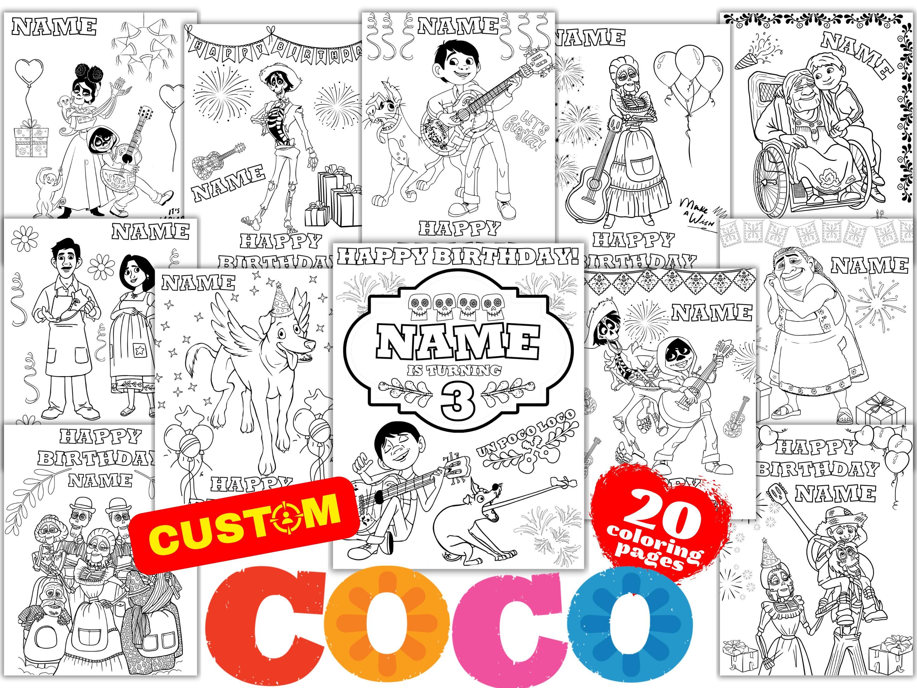 Personalized Coco Custom Birthday Coloring Pages, Coco Birthday