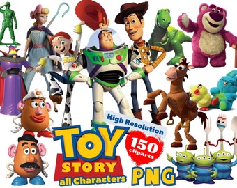 Ensemble de cliparts PNG Toy Story, cliparts à sublimation de dessin animé Toy Story PNG, collection de cliparts sur le thème du film Toy Story, fête de Toy Story PNG