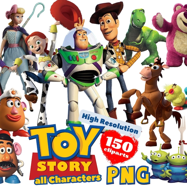 Paquete de imágenes prediseñadas PNG de Toy Story, imágenes prediseñadas de sublimación de dibujos animados PNG de Toy Story, colección de imágenes prediseñadas temáticas de películas de Toy Story, fiesta de Toy Story PNG