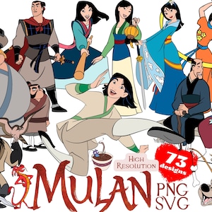 Mulan SVG & PNG Cliparts Bundle, Mulan PNG Cartoon Cliparts for Sublimation, Mulan Movie Themed Clip Arts Collection, Mulan Cartoon Pictures