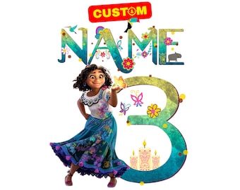 Personalized Encanto Custom PNG Clipart, Encanto Original Birthday Sublimation, Custom Encanto Logo Name and Age T-Shirt Cliparts (Digital)