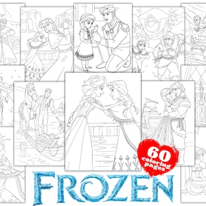 Frozen Coloring Book, Frozen Coloring Pages for Kids Activities, Frozen Princess Printables PDF Colouring, Anna Elsa Coloring Book Page PDF