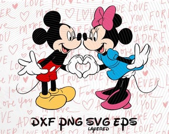 Mickey and Minnie Mouse Valentine Sublimation Cliparts, Mickey Valentine's Minnie Mouse SVG Cartoon Sublimation Clipart, Minnie's Valentine