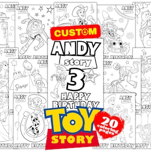 Personalized Toy Story Custom Birthday Coloring Pages, Toy Story Birthday Coloring Book, Custom Toy Story Birthday Coloring Book Name Age