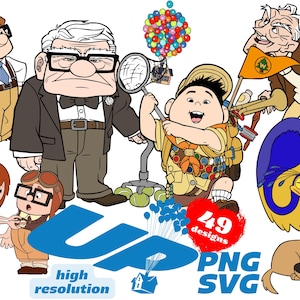 Up SVG png Cliparts Bundle, Up SVG Cartoon Sublimation Cliparts, Up Themed Clip Art Collection, Up Movie Printables, House Ballons PNG svg