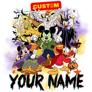 Custom Halloween Mickey Mouse & Friends PNG Clipart, Custom Mickey Mouse Friends Halloween Cartoon Tshirt Hoodie Sublimation Clipart PNG