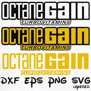 Octane Gain Turbovitamins SVG png dxf eps Clipart Decal, Cars SVG Cartoon Clipart OctaneGain Sublimation Cars Piston Cup Bumper Sticker SVG
