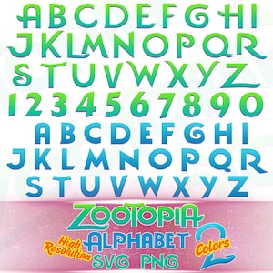 Zootopia Alpahbet Font Cliparts Bundle, Zootopia SVG Font Letters Number Cartoon Sublimation Clipart, Zootropolis Zoomania Alphabet Font PNG