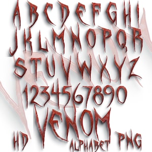 Venom Alphabet Letters Cliparts Bundle, Venom Carnage Sublimation Letters, Venom Carnage Alphabet Collection, Venom Birthday Party Cliparts