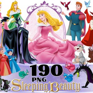 Dornröschen PNG-Cliparts-Bundle, Dornröschen Aurora PNG-Cartoon-Sublimations-Cliparts, Dornröschen Prinzessin Aurora Cliparts