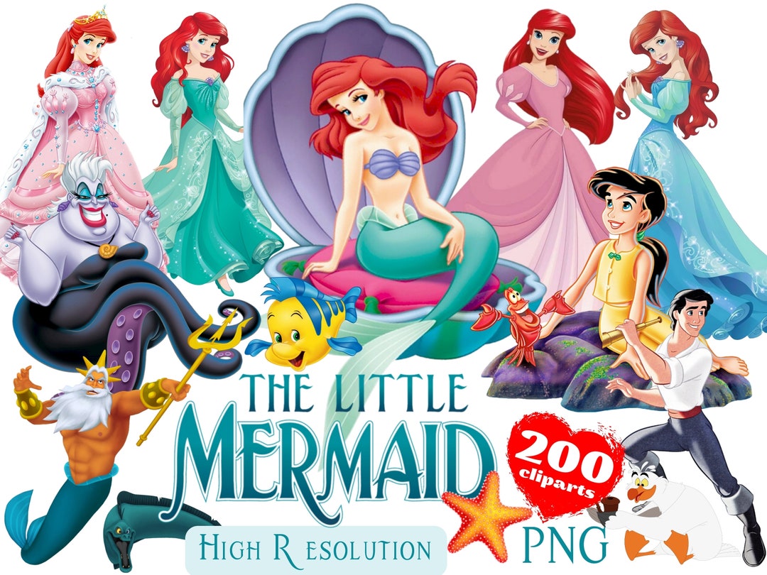 The Little Mermaid PNG Cliparts Bundle Ariel PNG Cartoon Sublimation 